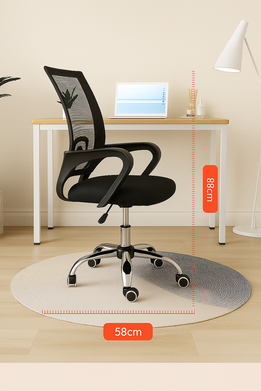 Ergonomic Mesh Office Chair – Breathable Comfort & Sleek Design (58cm x 88cm)