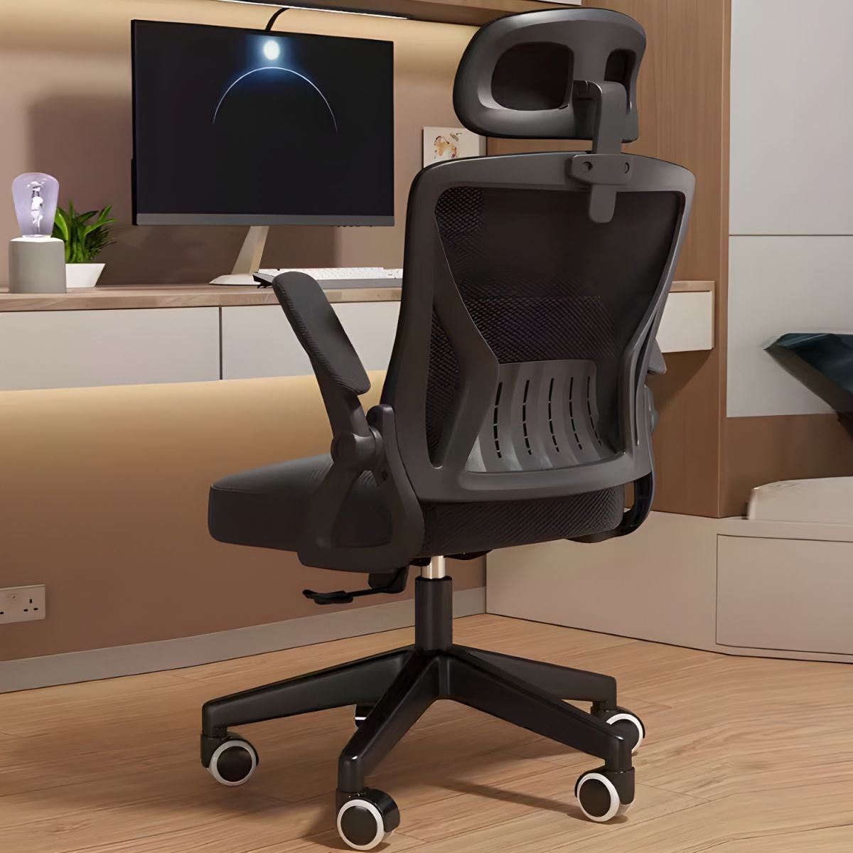 Premium High Back Mesh Office Chair with Foldable Armrests & Headrest - Image 2