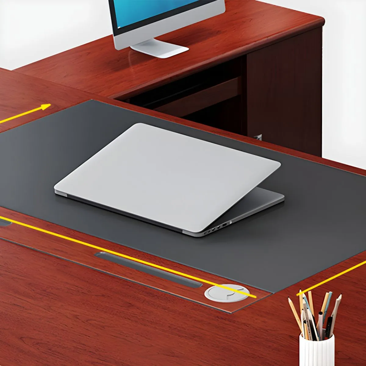 2000mm Mahogany Executive office Desk - darktan - Image 4