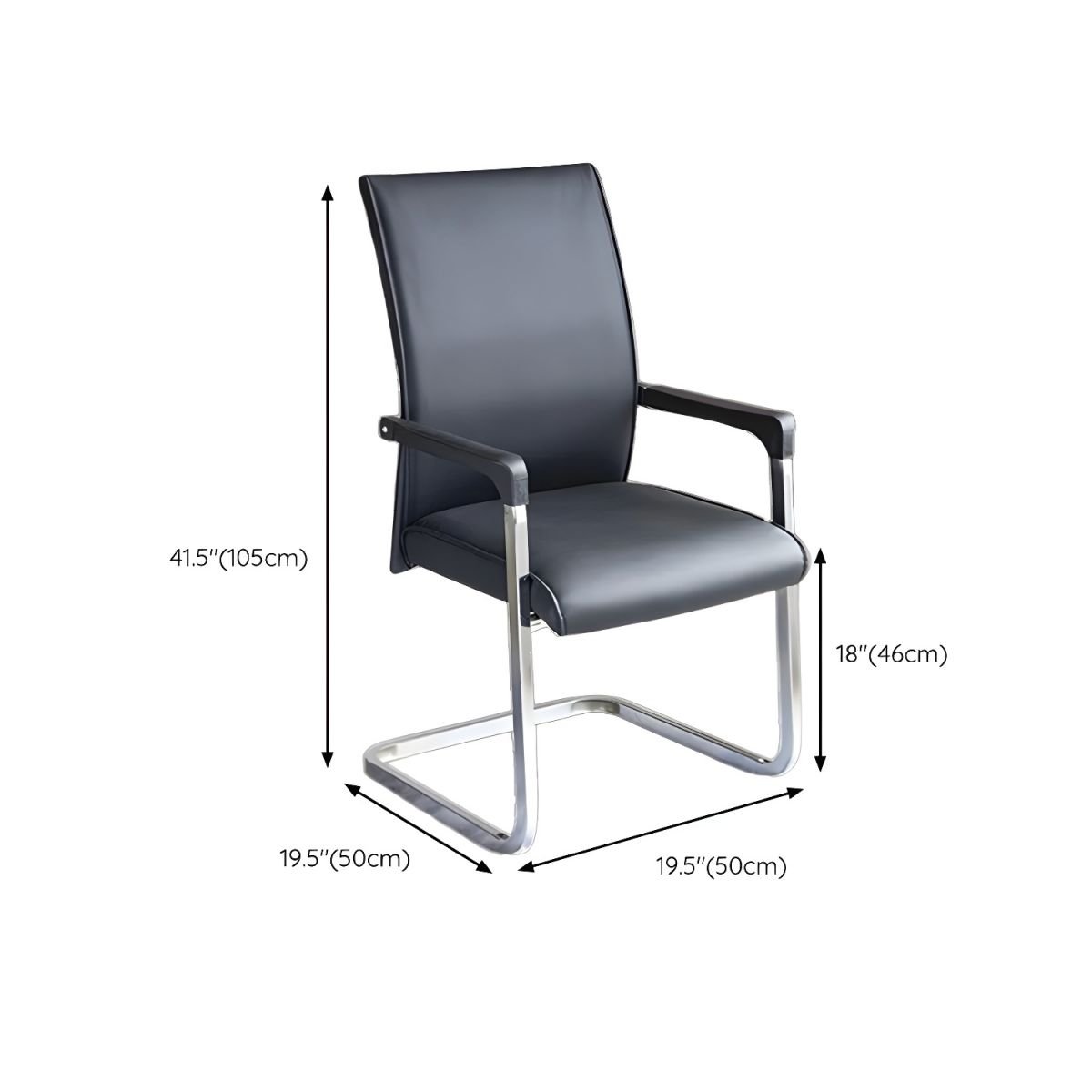 Modern Leather Visitor Chair – Chrome Sled Base & Cushioned Back - Image 5