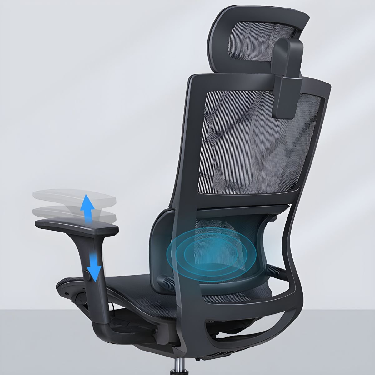Ergonomic High-Back Mesh Office Chair with Headrest – Adjustable Support & Sleek Design - Image 4