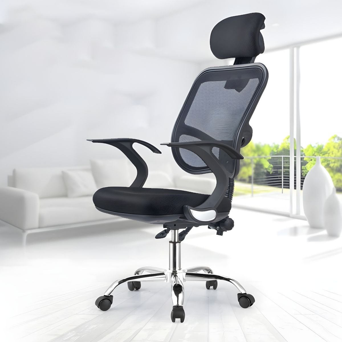 High-back orthopedic office chair