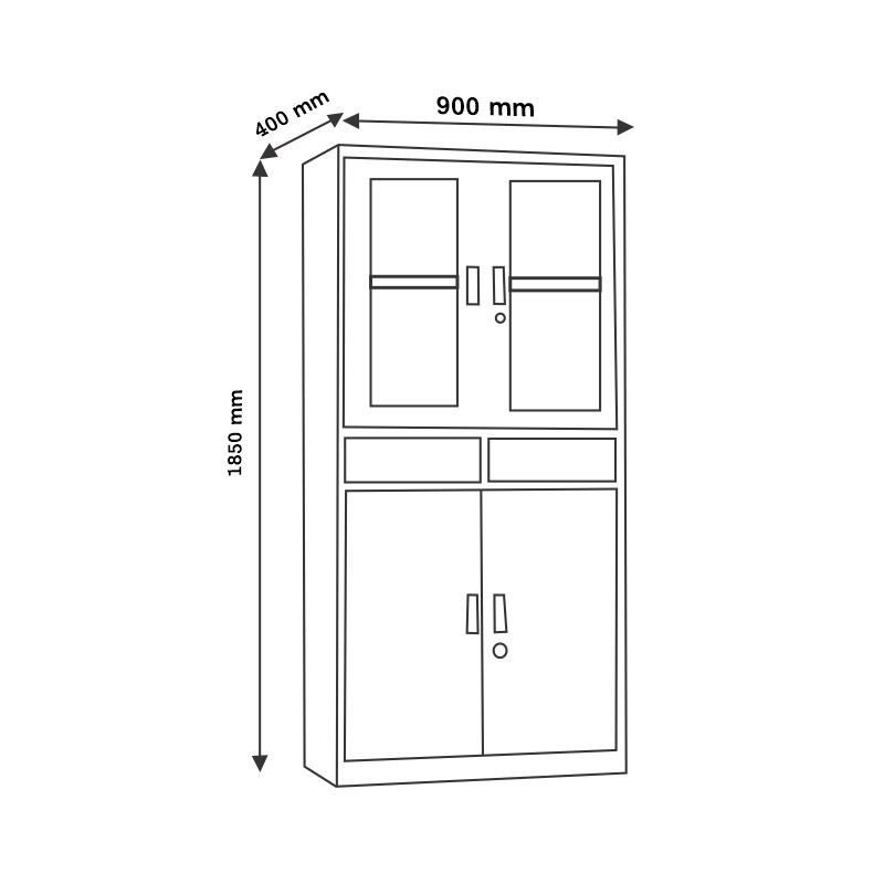 Executive Wooden Office Storage Cabinet with Glass Doors – Mahogany Finish - Image 2