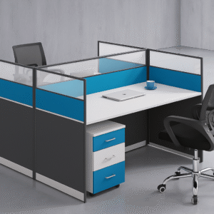 2-Way Modular Workstation – Contemporary Design with Frosted Glass Panels