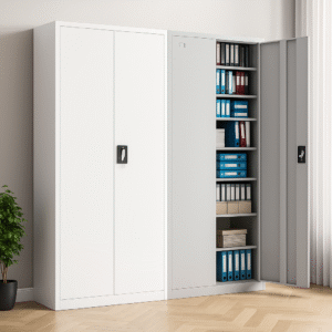 Tall 2-Door Metal Filing Cabinet – Lockable Storage with Adjustable Shelves