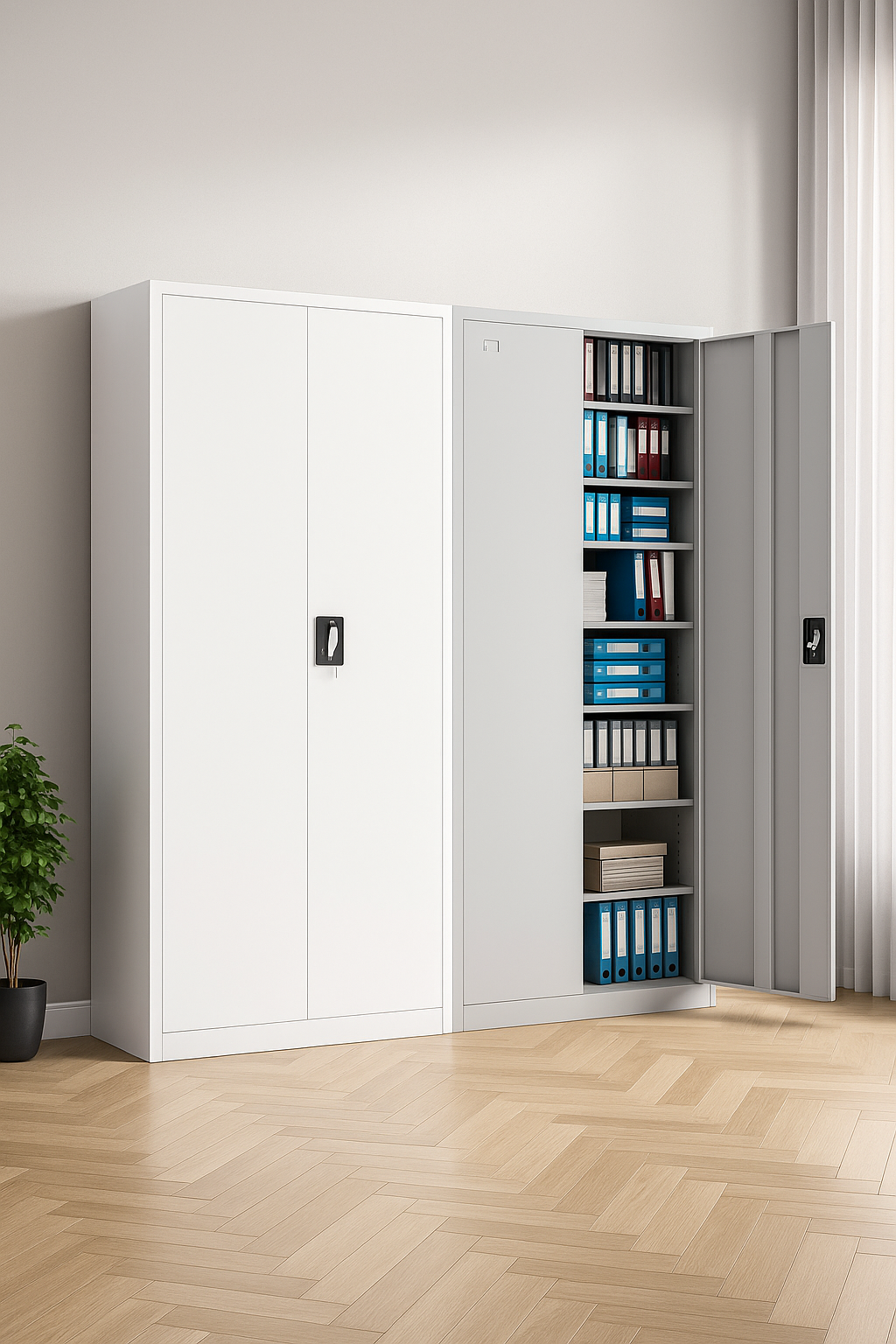 Tall 2-Door Metal Filing Cabinet – Lockable Storage with Adjustable Shelves