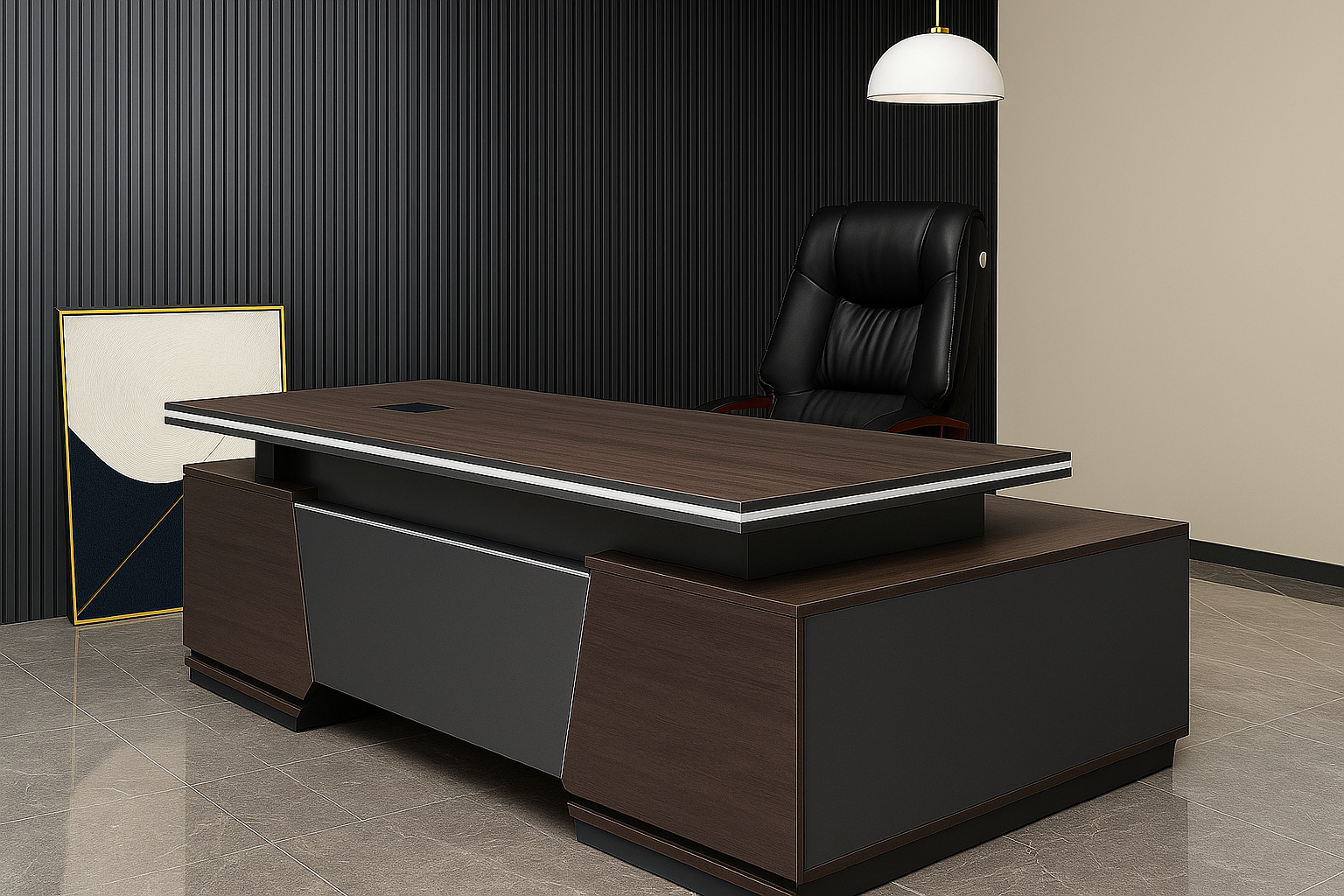 2.4M Executive L-Shaped Modern Office Desk
