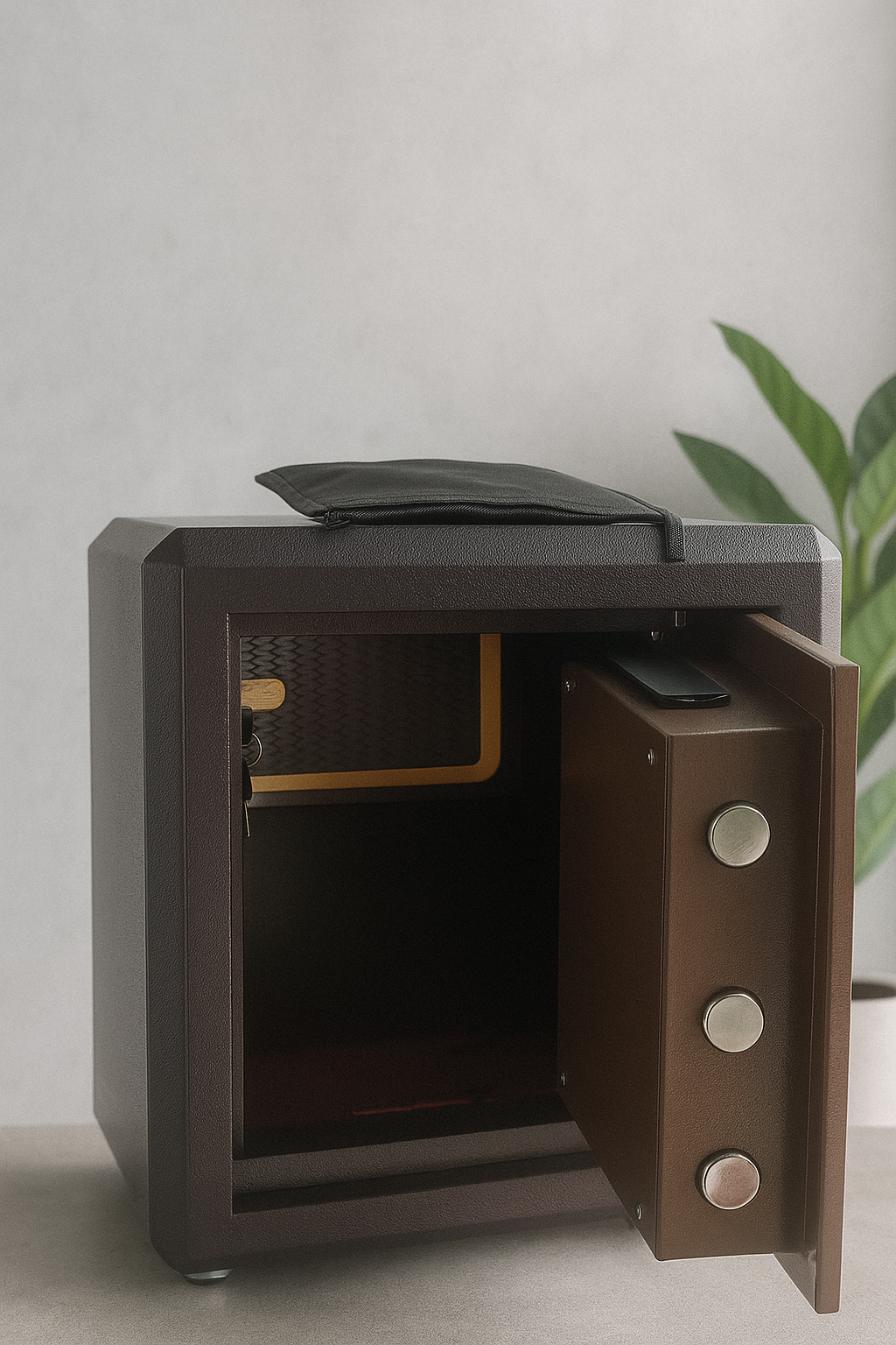 45kg Digital Safe with Electronic Lock & Fireproof Design – Brown - Image 2