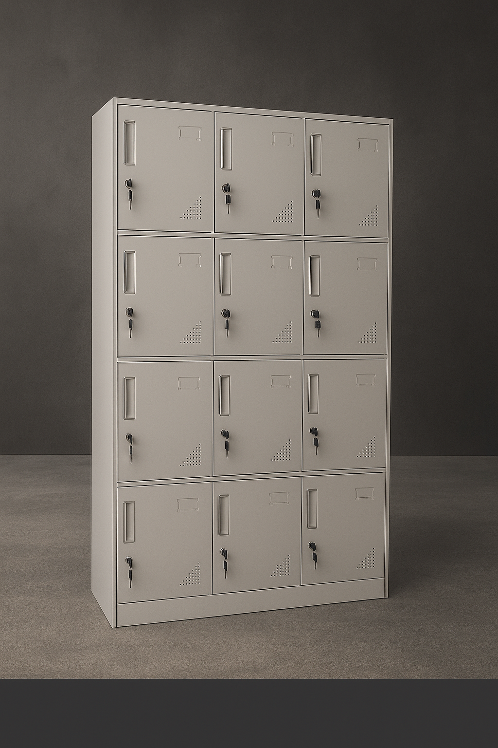 MetroSteel 12-Door Metal Locker Cabinet – Grey