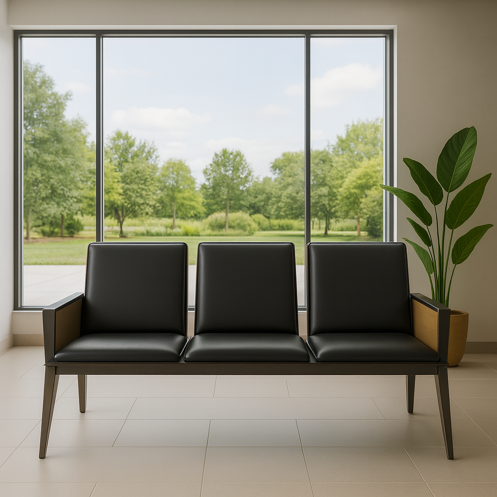Black & Brown 3-Seater Reception and Waiting Area Chair - Image 4