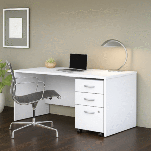 1.2m White Office Desk with Lockable Drawers – Sleek & Practical Design