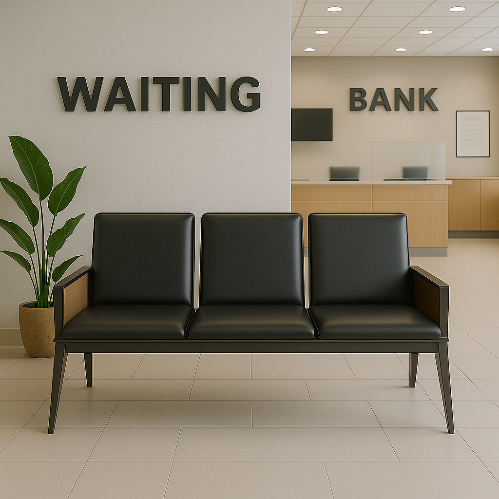 Black & Brown 3-Seater Reception and Waiting Area Chair