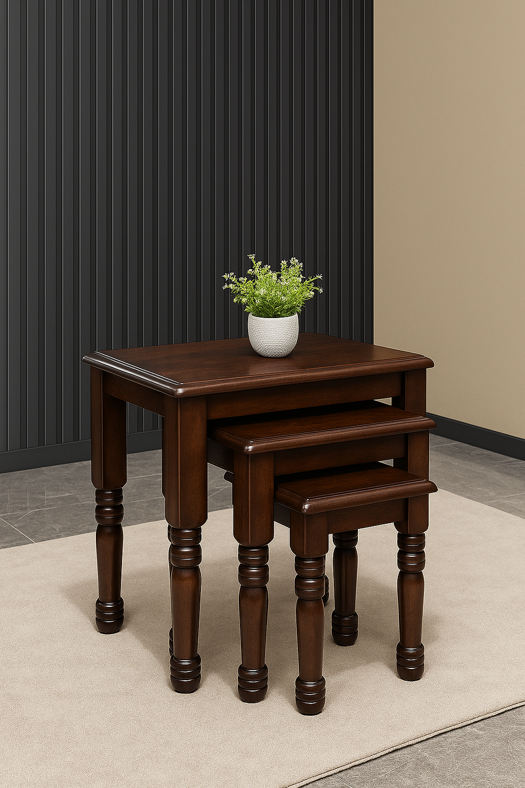 Classic Wooden Nesting Tables – Set of 3