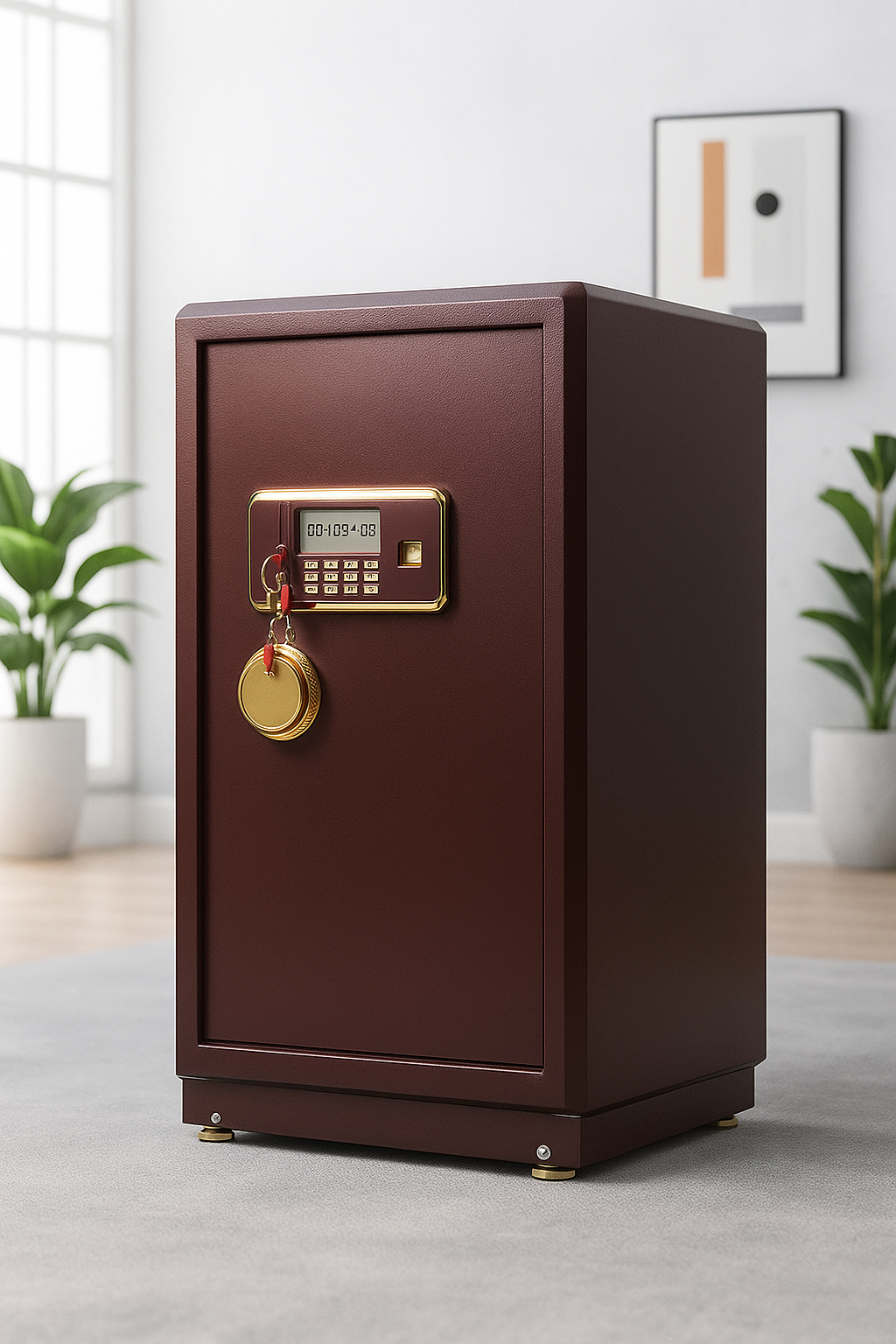 80kg Heavy-Duty Digital Safe with Electronic Lock – Maroon