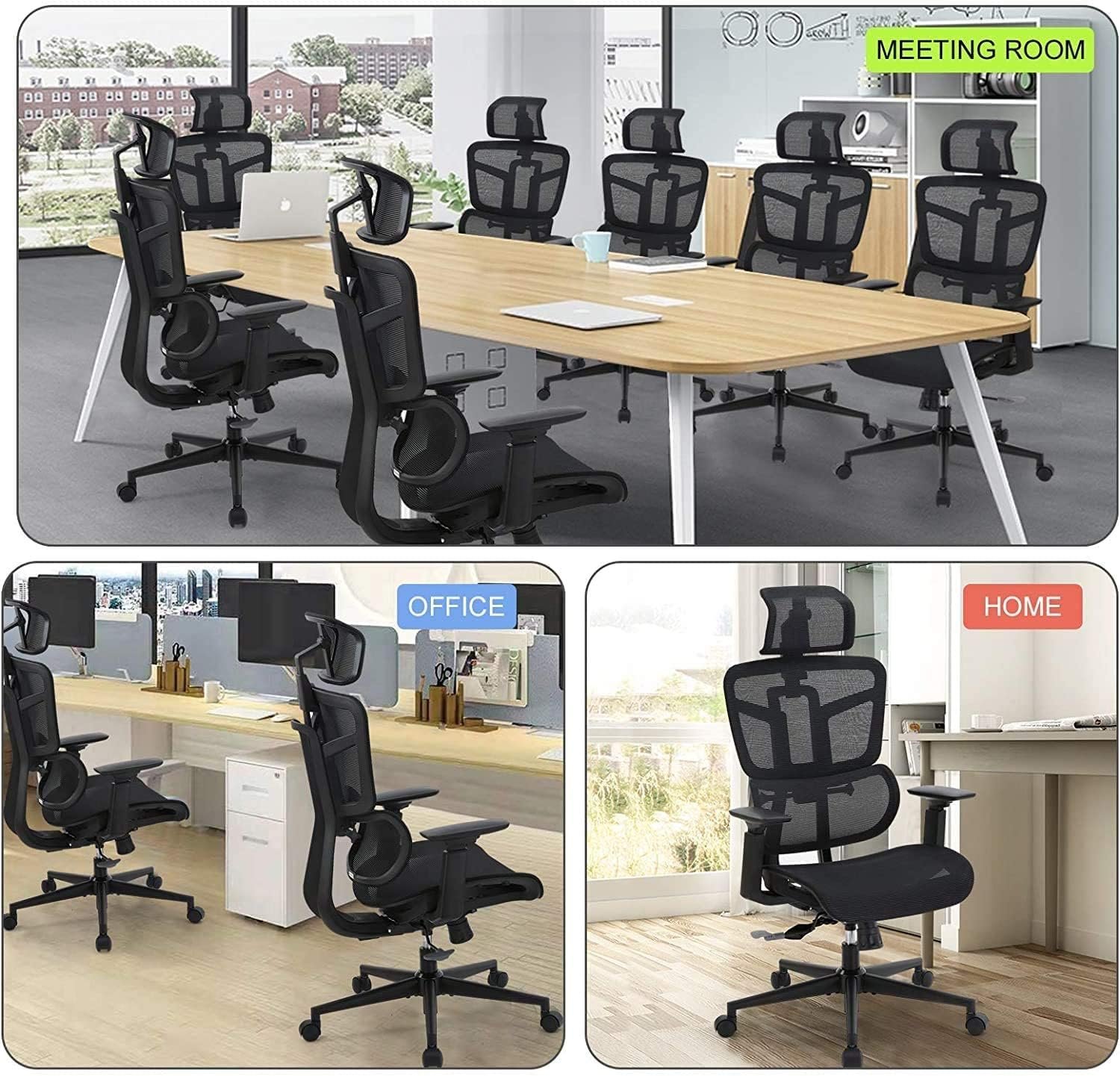 Deluxe High Back Mesh Executive Chair with Adjustable Arms & 3D Headrest - Image 2
