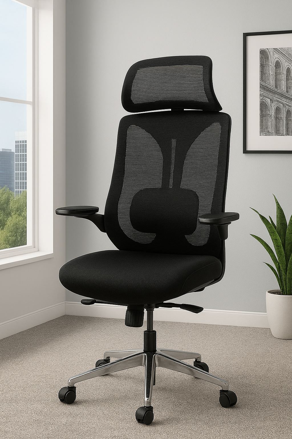 AirForm Ergonomic High-Back Mesh Office Chair with Headrest