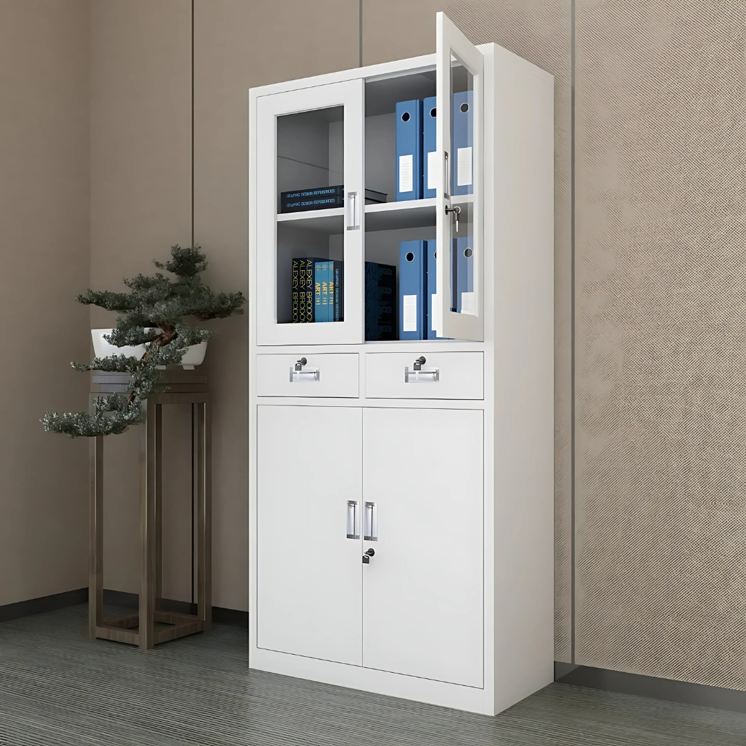 Half Glass Cabinet With Drawers - Image 2