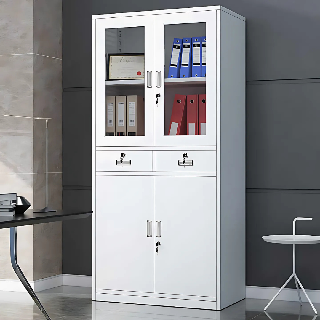 Half Glass Cabinet With Drawers - Image 4