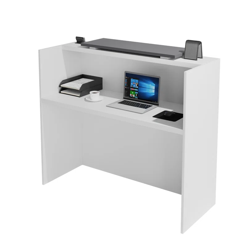 1.6m Modern Reception Desk – White & Grey Contemporary Design - Image 3