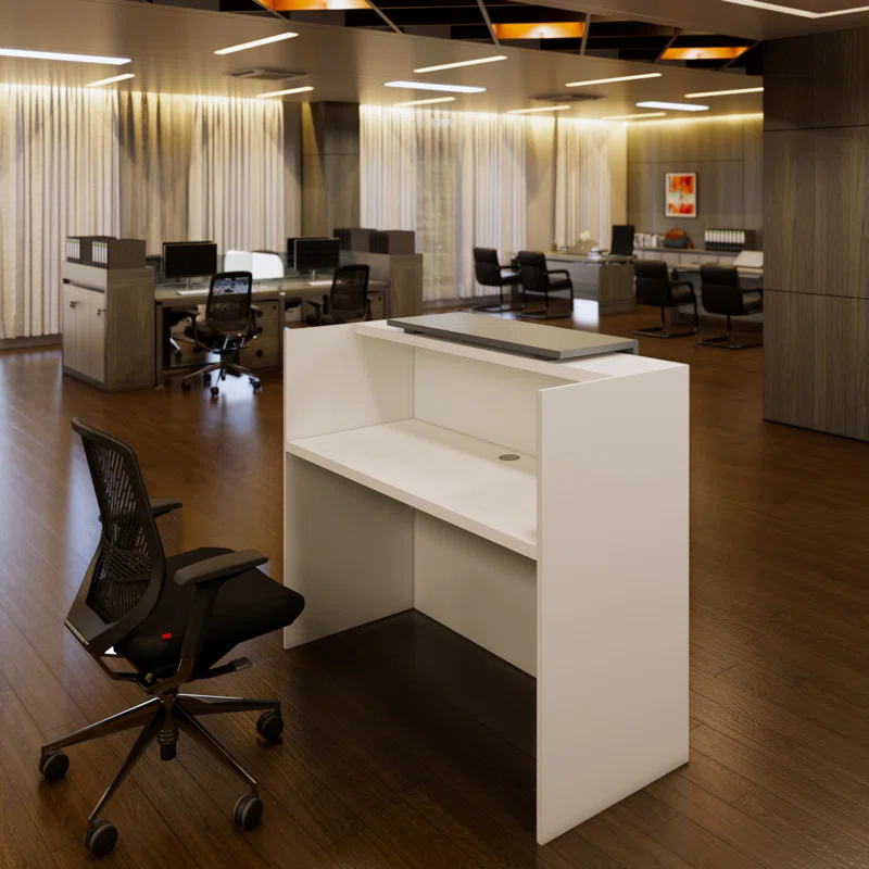 1.6m Modern Reception Desk – White & Grey Contemporary Design - Image 4
