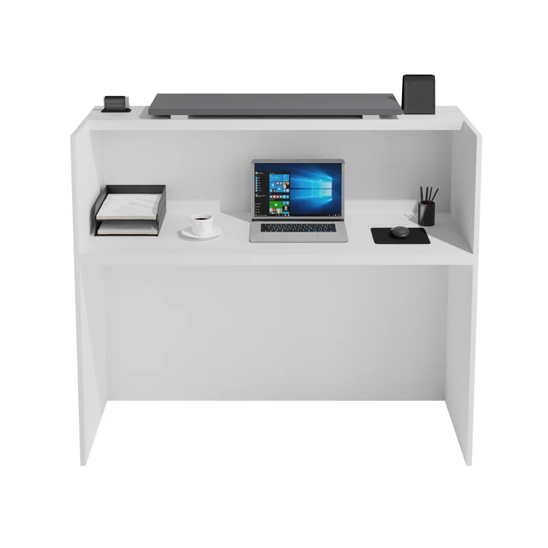 1.6m Modern Reception Desk – White & Grey Contemporary Design - Image 5