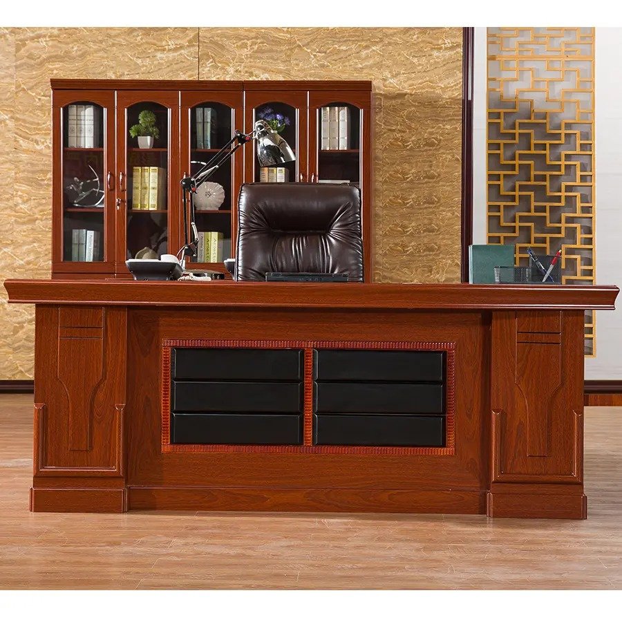 1.6m Executive Wooden Office Desk – Classic Mahogany Finish with Side Return - Image 3