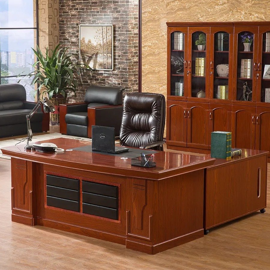 1.6m Executive Wooden Office Desk – Classic Mahogany Finish with Side Return - Image 5