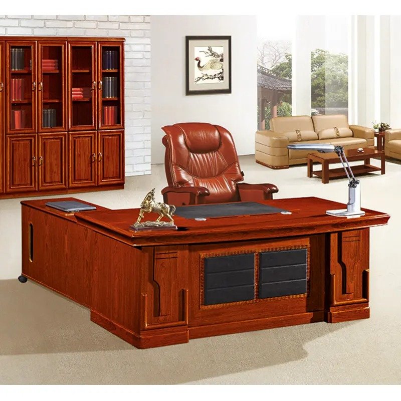 1.6m Executive Wooden Office Desk – Classic Mahogany Finish with Side Return - Image 2