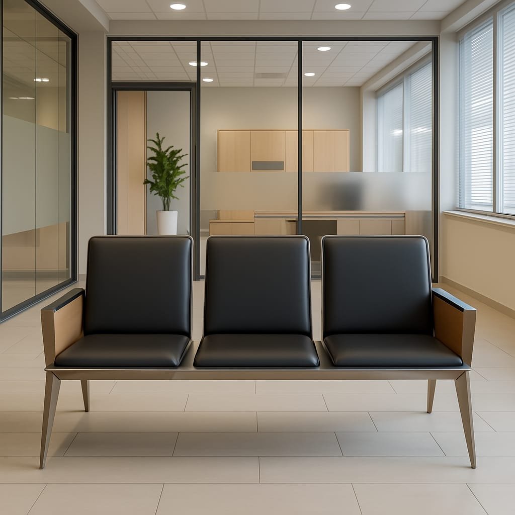 Black & Brown 3-Seater Reception and Waiting Area Chair - Image 5