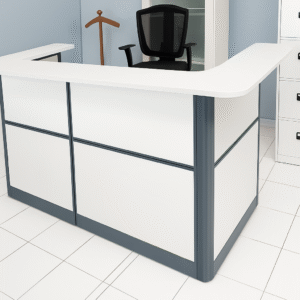 Modern L-Shaped Reception Desk – Two-Tone Finish