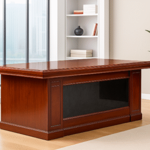 1.4m Executive Office Desk – Classic Mahogany Finish with Elegant Paneling