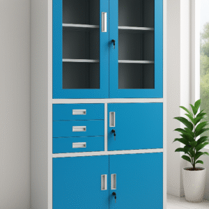 Multipurpose Steel Filing Cabinet – Blue & Grey