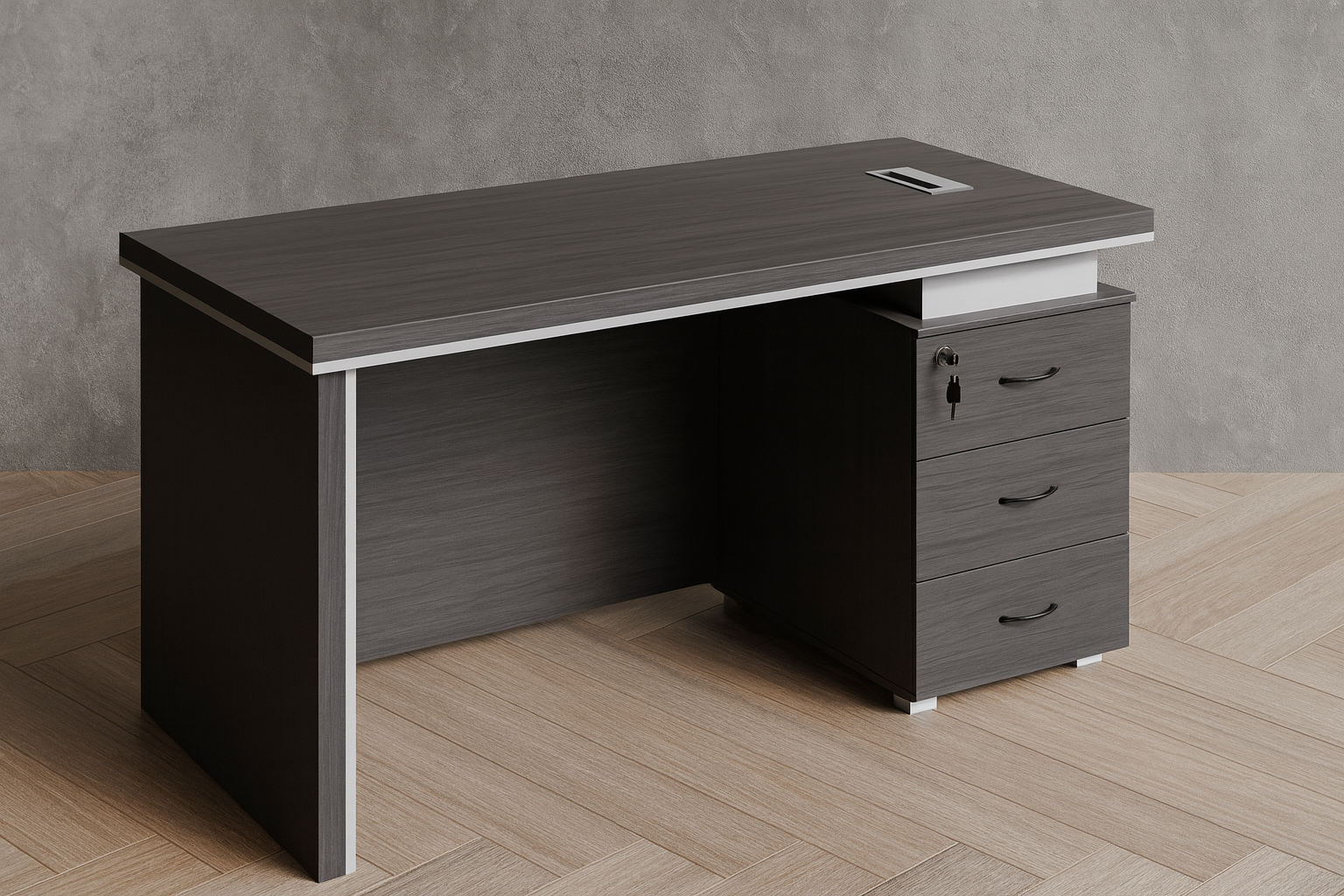1.2M Modern Executive Office Desk – Sleek Dark Wood Finish - Image 2