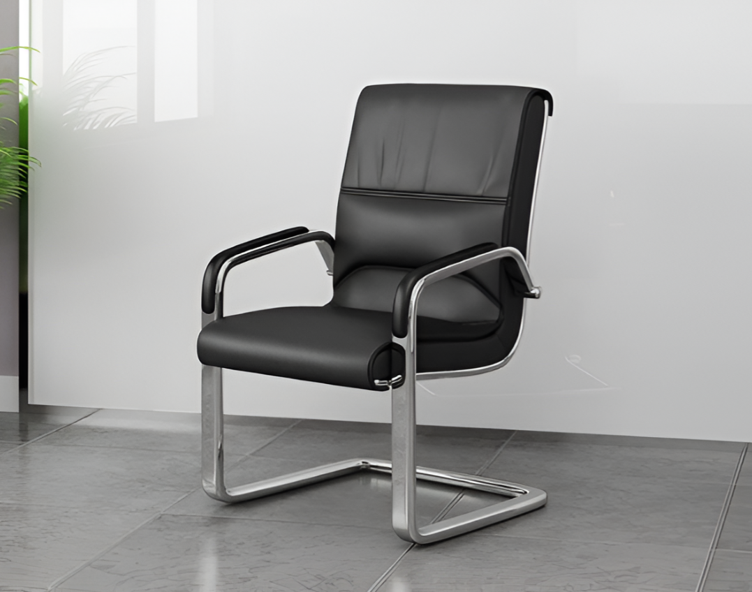 High back Cantilever Leather Visitor chair - Image 2