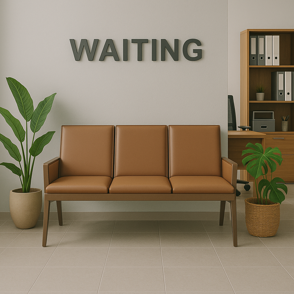 Black & Brown 3-Seater Reception and Waiting Area Chair - Image 2