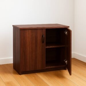 Compact Wooden Storage Cabinet – 2-Door with Shelves